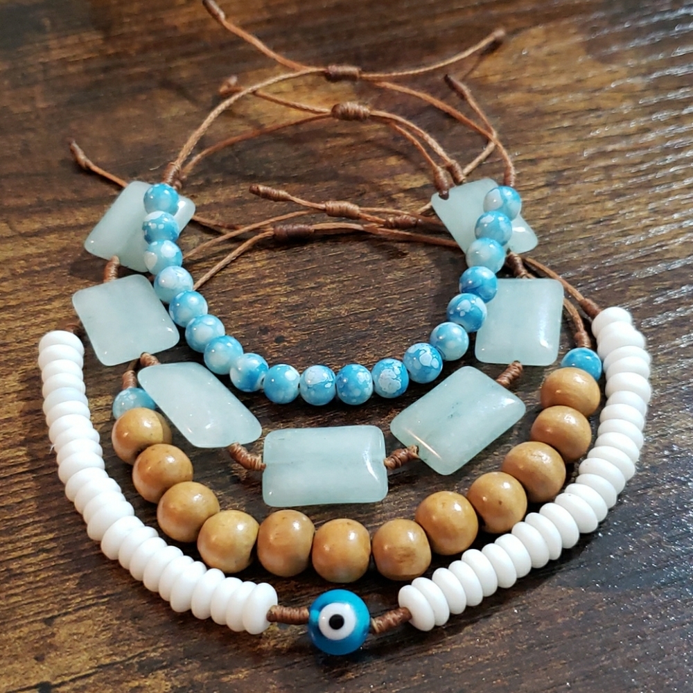 Boho bracelet, stackable bracelets, bundle blue